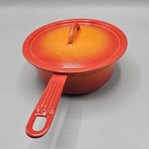 Descoware Enamel Cast Iron Flame Orange 7" 1 Quart Dutch Oven Saucepan W/ Lid